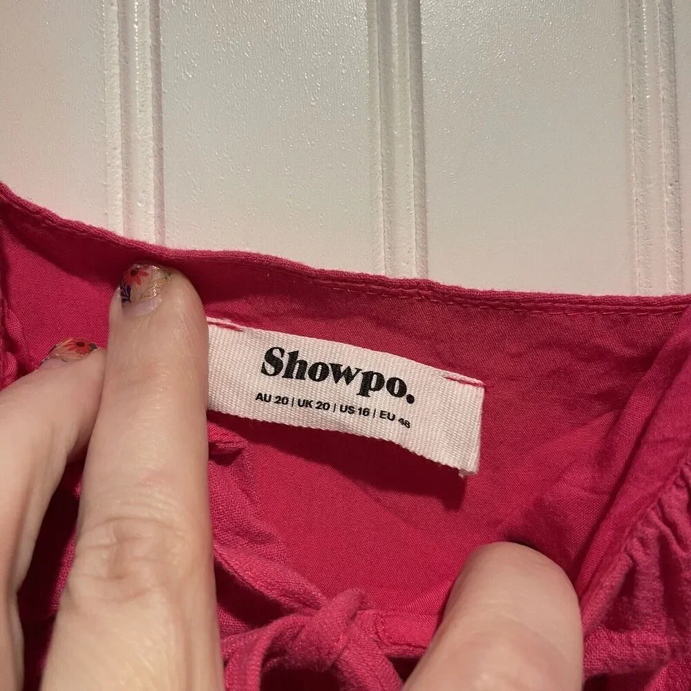 Showpo Hot Pink Whilma Mini Dress Puff Sleeves Flirty Romantic Size 16 - Picture 5 of 7